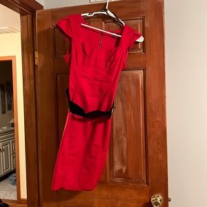 Red dress with belt